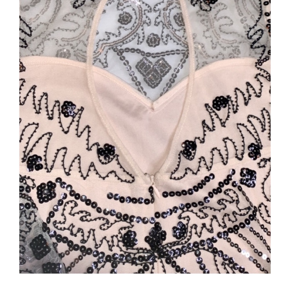 Nude Sequined Mesh Dress - Picture 5 of 6